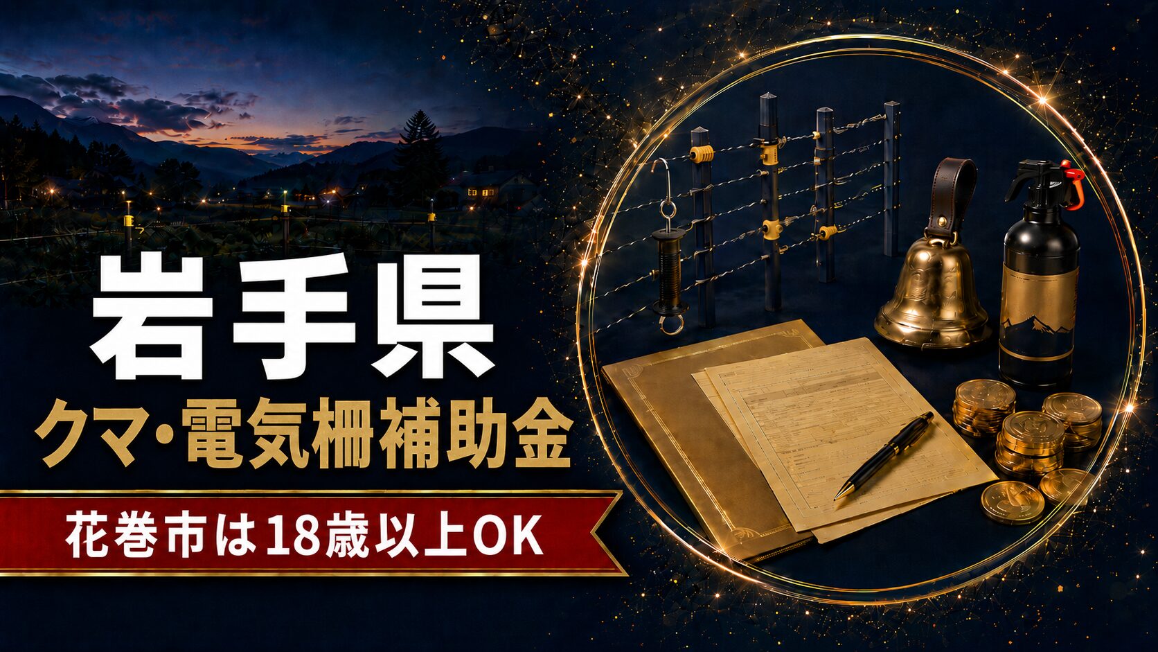 岩手県 クマ電気柵補助金 花巻市18歳以上OK