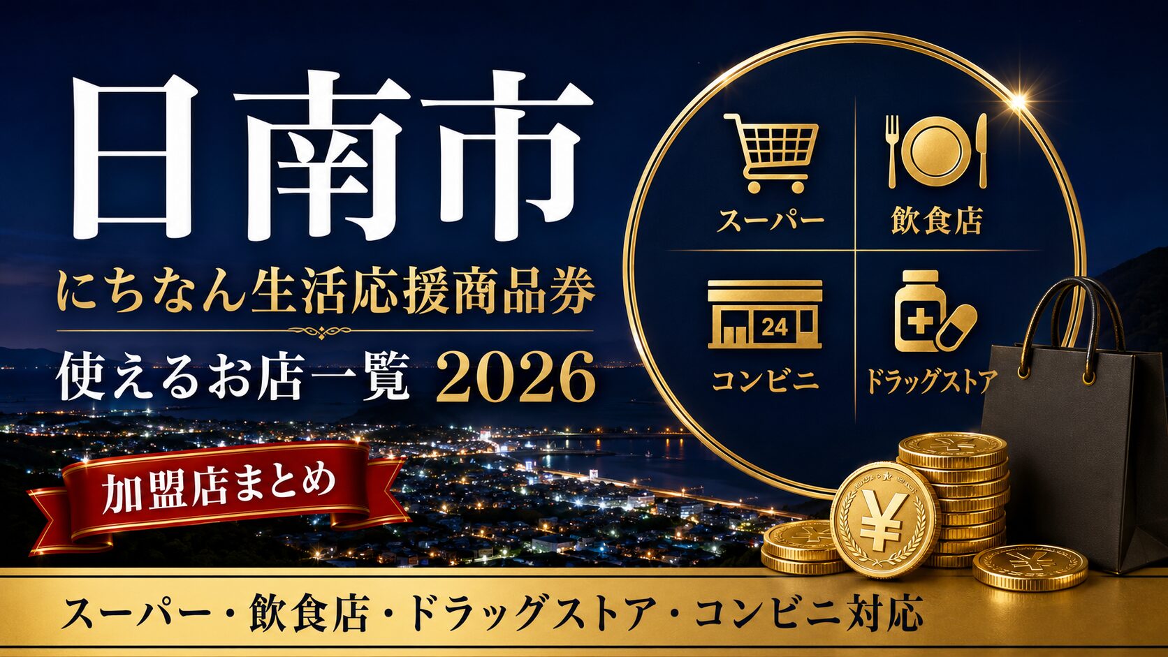 日南市 にちなん生活応援商品券が使えるお店一覧2026のアイキャッチ画像