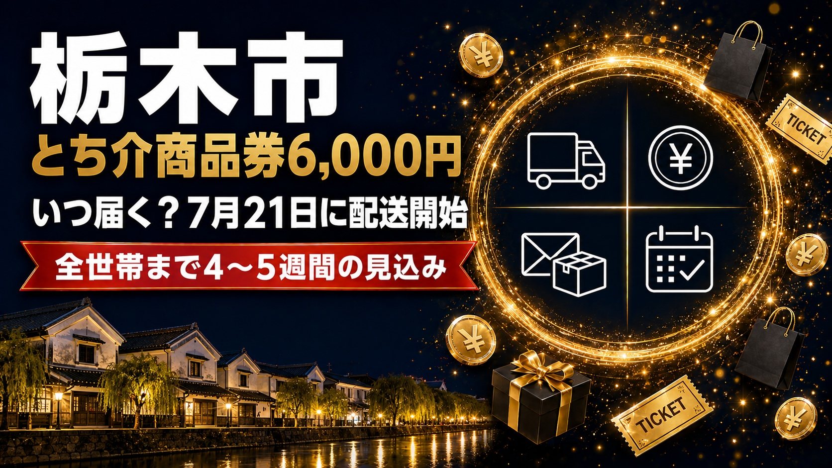 栃木市とち介商品券6,000円はいつ届く？7月21日に配送開始・全世帯まで4〜5週間の見込み