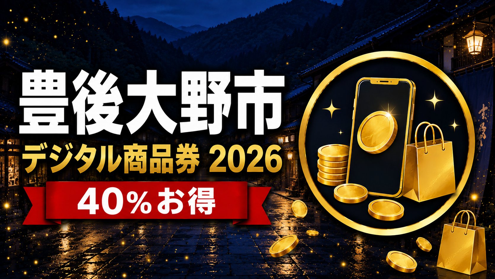 豊後大野市プレミアム付デジタル商品券2026 40%お得 アイキャッチ