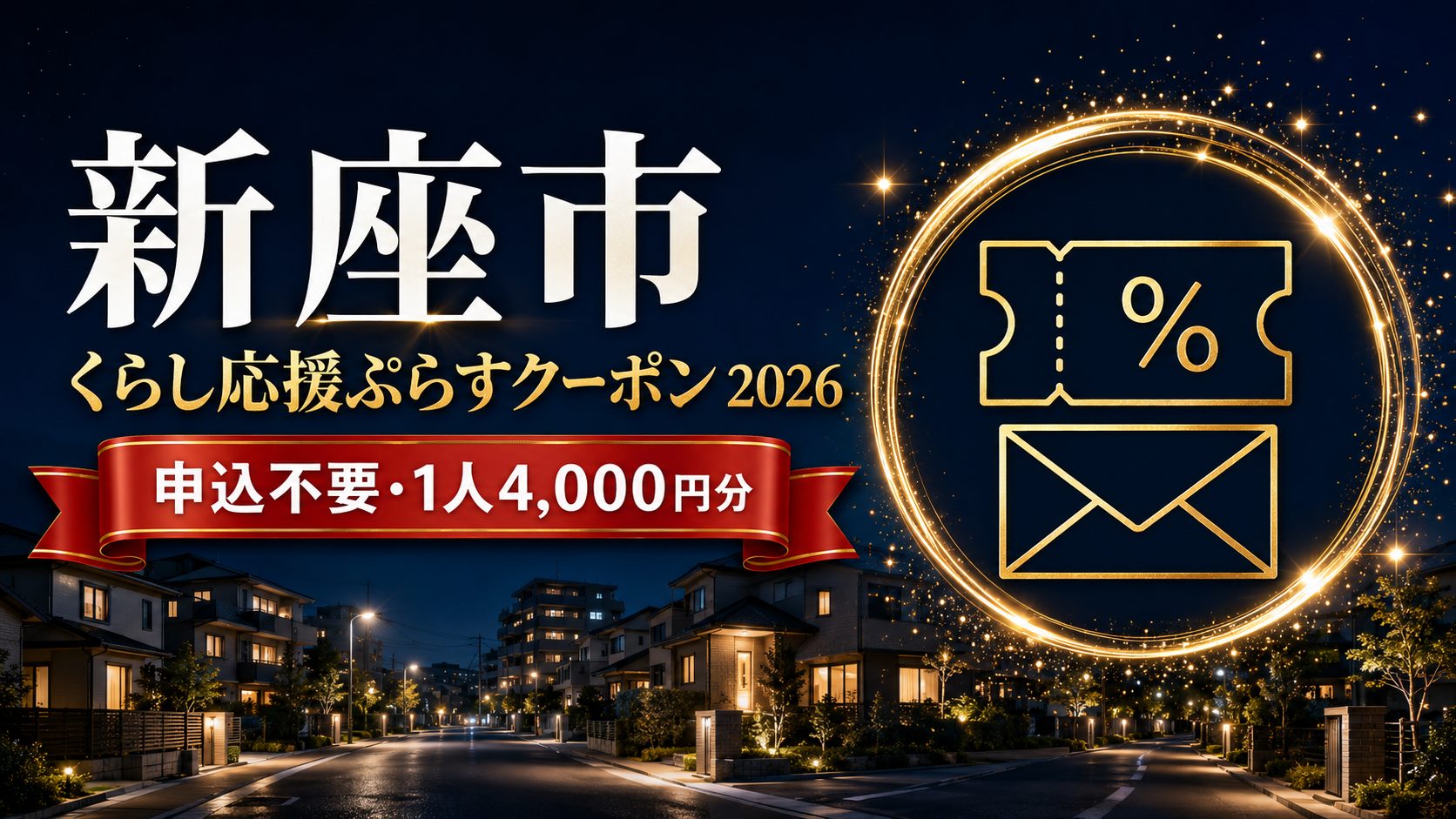 新座市くらし応援ぷらすクーポン2026 申込不要・1人4,000円分のアイキャッチ