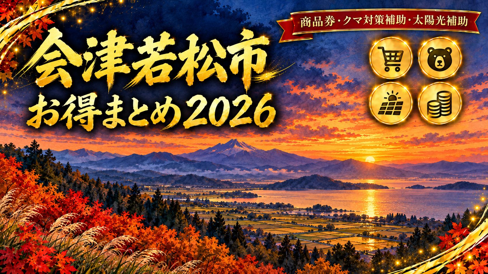 会津若松市のお得まとめ2026 商品券・クマ対策補助・太陽光補助