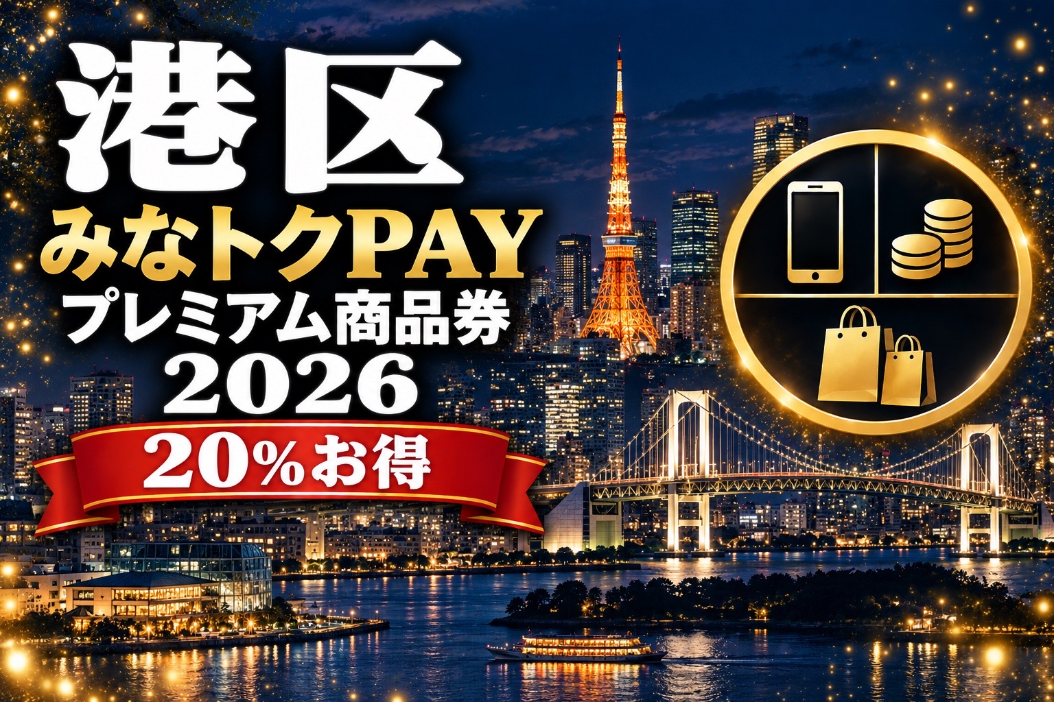 【東京都】港区みなトクPAYプレミアム商品券2026｜20%お得・購入9月14日まで・利用2027年1月31日まで