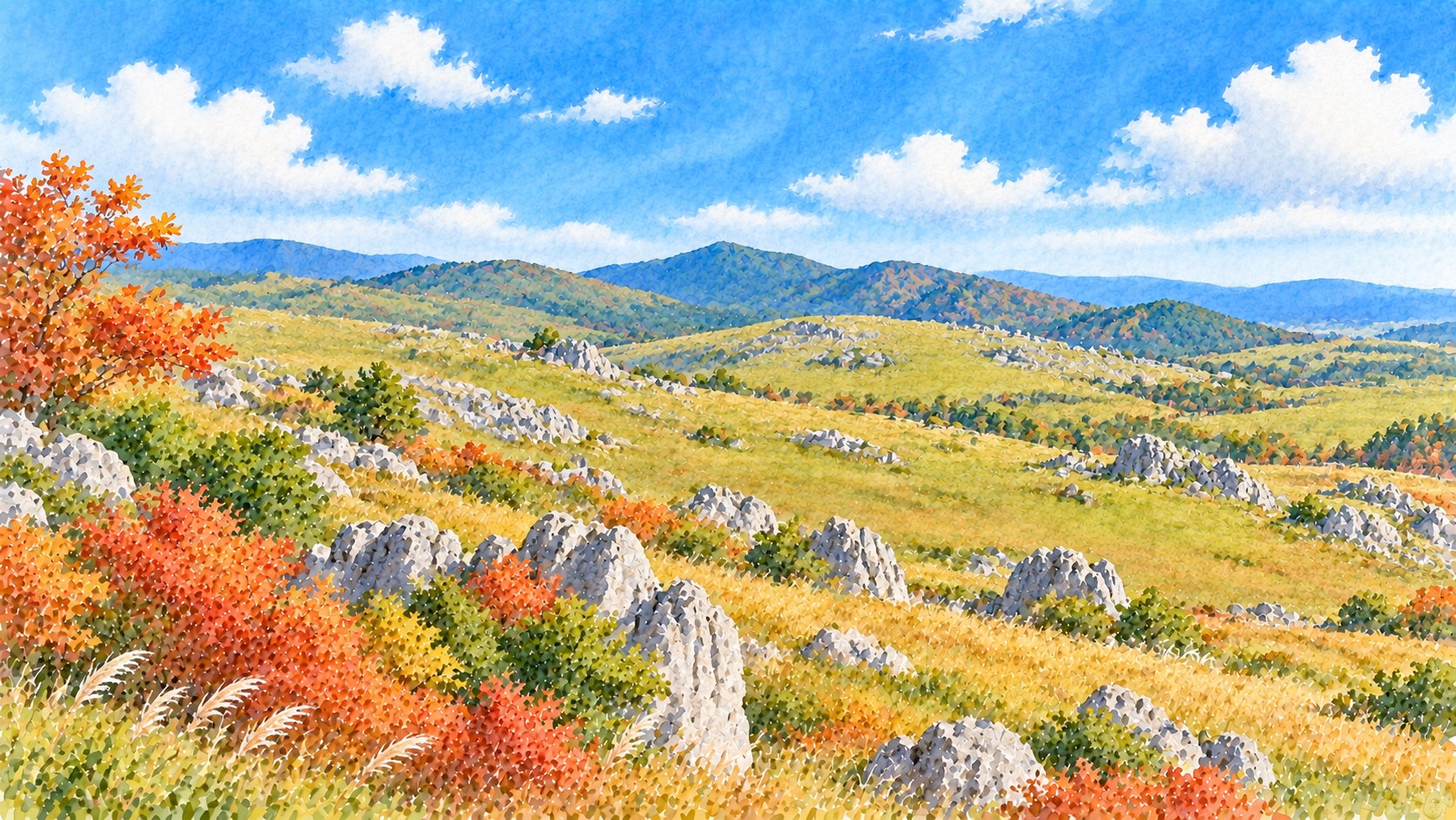 山口県のイメージ水彩画（やまぐちのアソビ新発見割のイメージ）