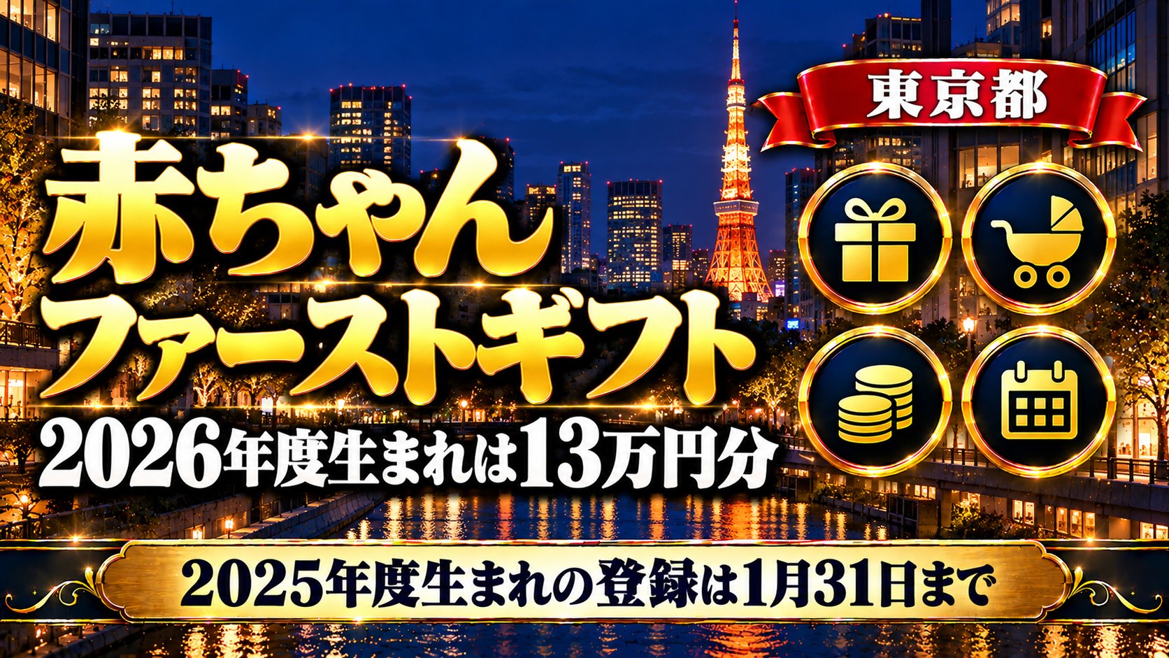 東京都 赤ちゃんファーストギフト 2026年度生まれは13万円分